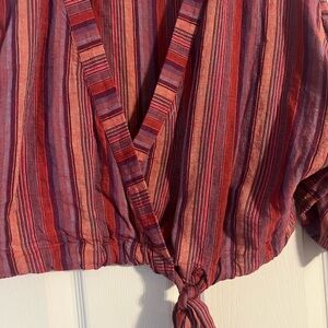 Urban Outfitters Striped Red Serape Wrap Top